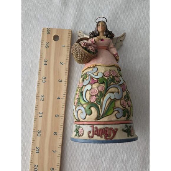 Jim Shore January Angel Birthday Girl Garnet Stone Figurine #4012550 Carnations - Picture 10 of 12